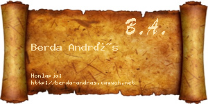 Berda András névjegykártya